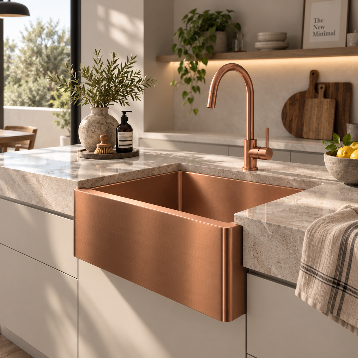 Verossi | Vrimo Belfast | 1.0 Bowl Stainless Steel Kitchen Sink | Copper Strainer Waste Supplied | 600 x 450 mm | Copper Finish