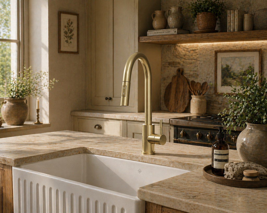 Verossi | Cato | Pullout Kitchen tap | Brushed Brass
