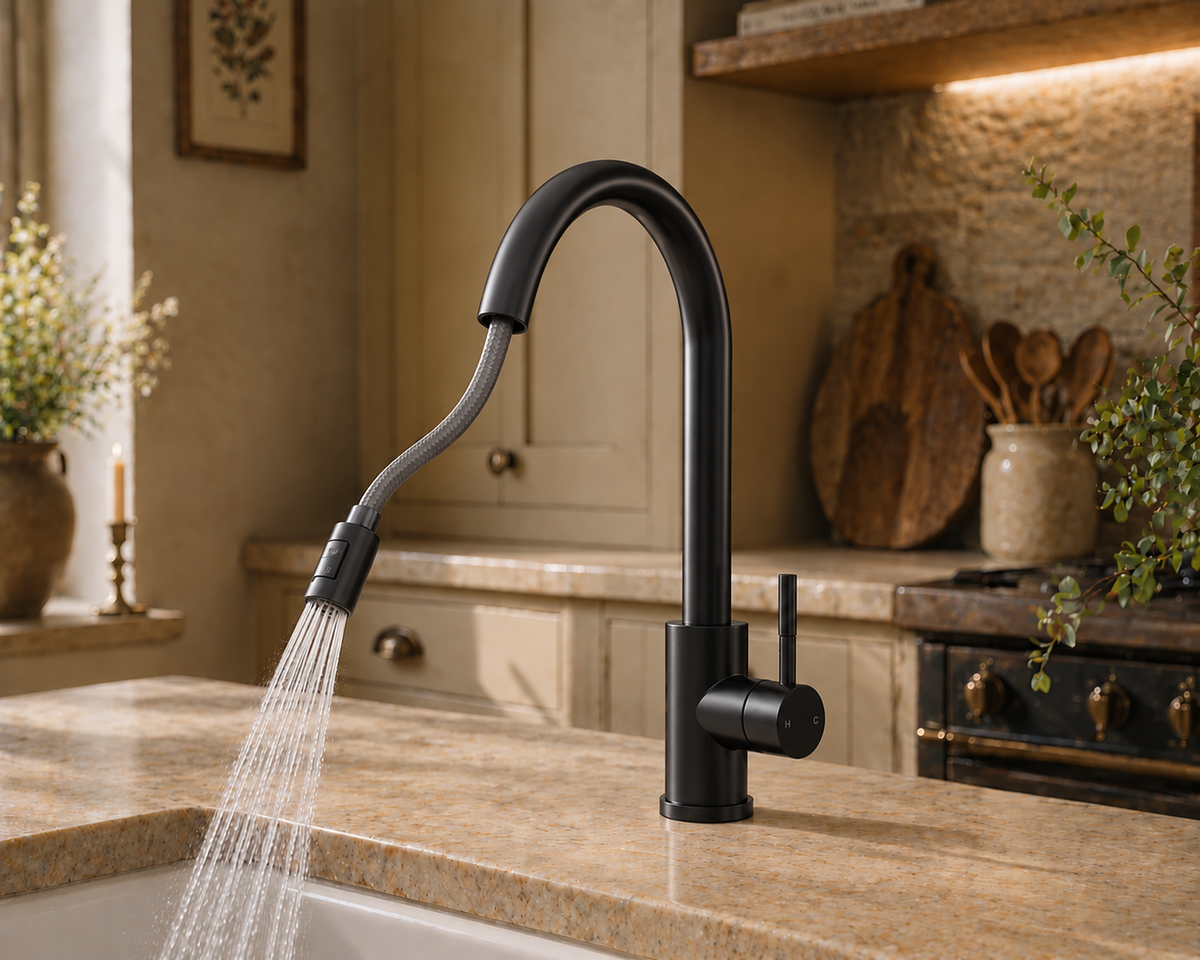 Verossi | Cato | Pullout Kitchen tap | Matt Black
