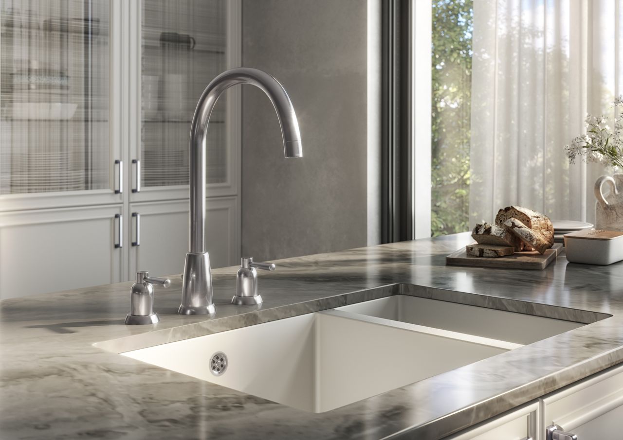 Verossi |Cuthbert| Classic 3TH Kitchen Mixer Tap| Pewter