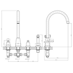 Verossi |Cuthbert| Classic 4TH Kitchen Mixer Tap| Polished Brass