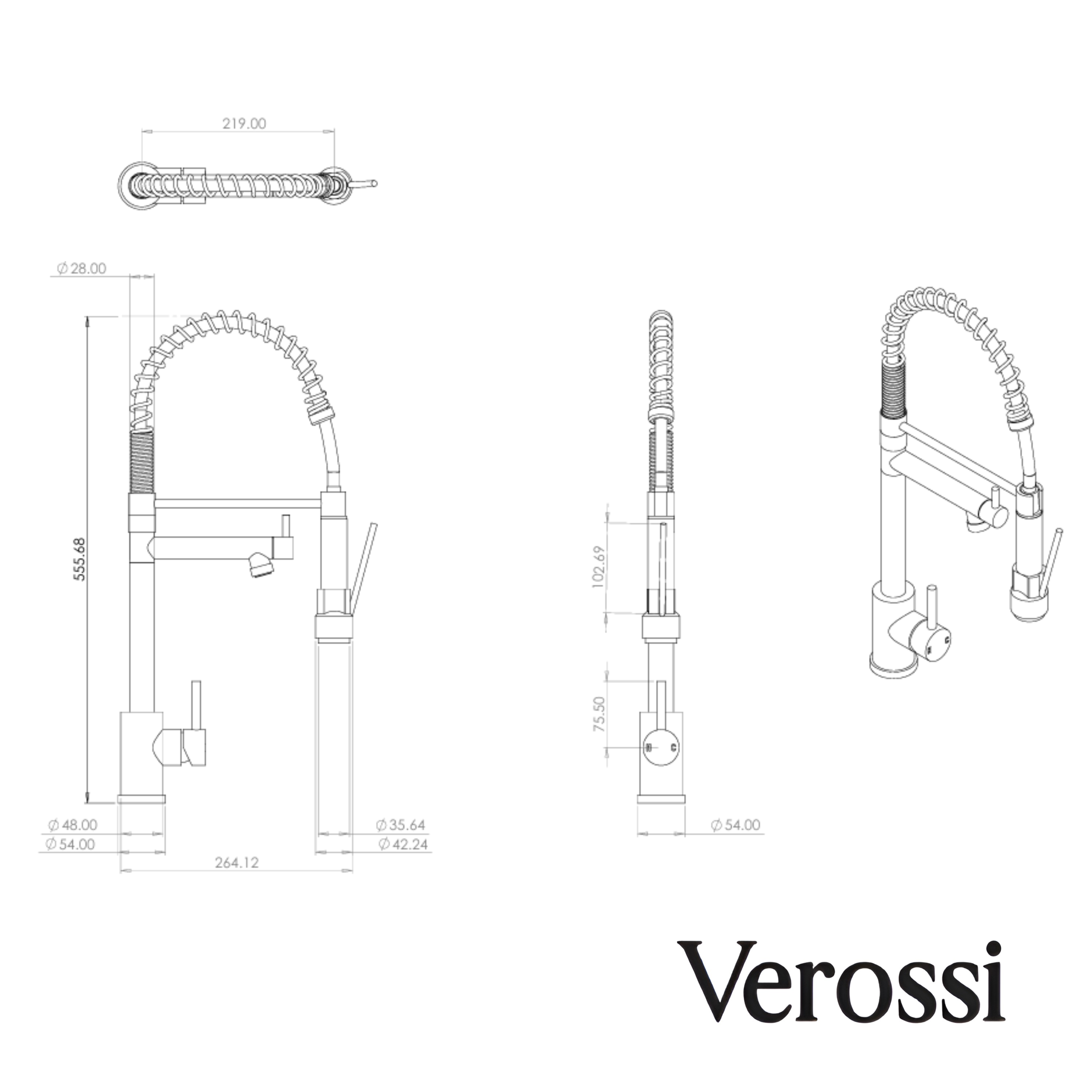 Verossi | Kitchen Sink Mixer with Flexi Spray | Brushed Steel