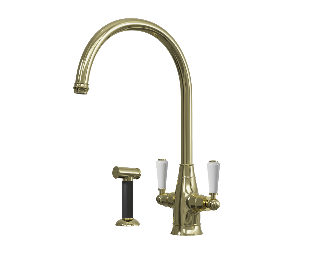 Verossi | Oswald| Traditional Dual Lever Kitchen tap | Polished Brass