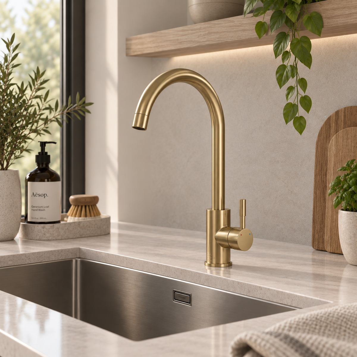 Verossi | Tivoli | Single Lever Kitchen tap WRAS | Brushed Brass