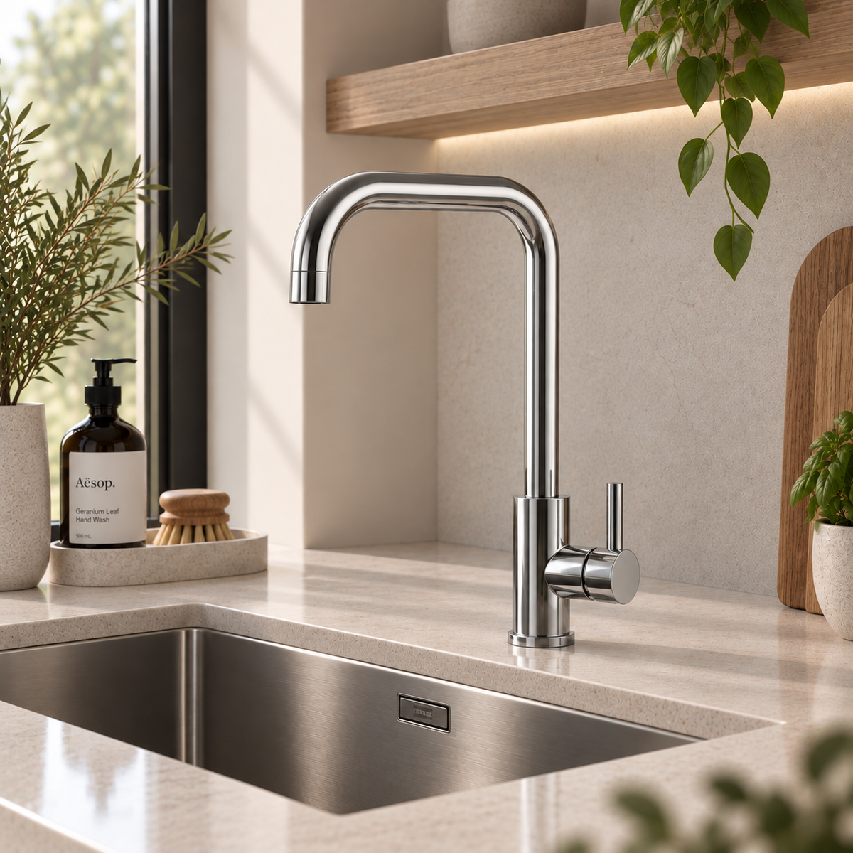 Verossi |Top Fix - Vito | Square Single Lever Kitchen tap | Chrome