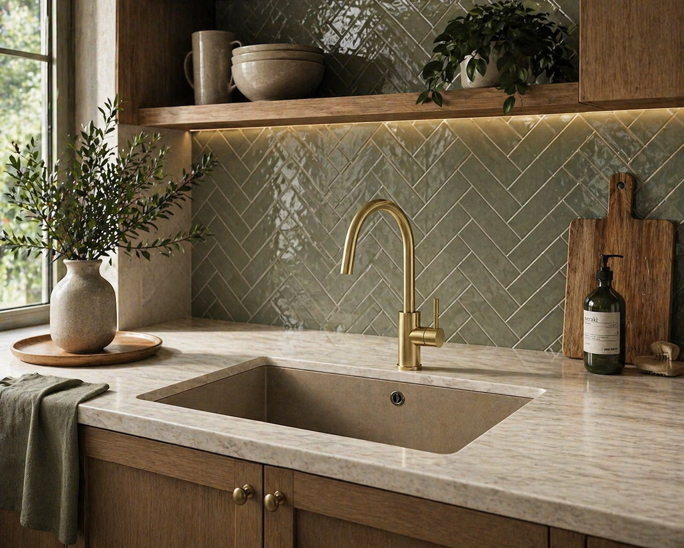 Verossi | Velia | Concealed Pullout Kitchen tap | Brushed Brass