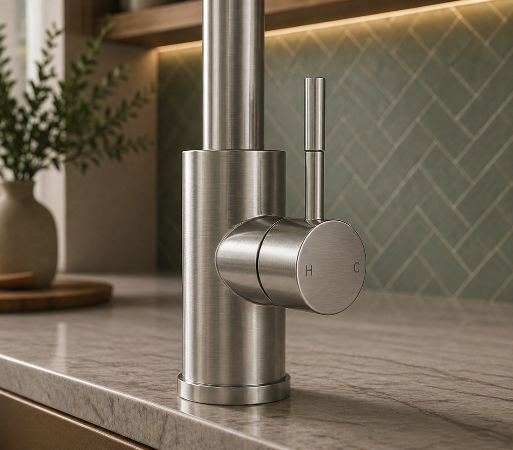 Verossi | Velia | Concealed Pullout Kitchen tap | Brushed Steel
