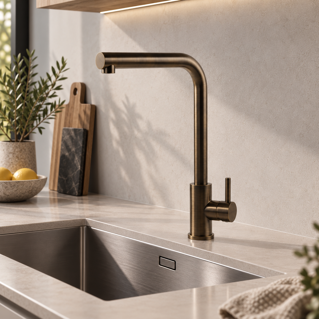 Verossi | Vito | L Neck Single Lever Mixer Kitchen tap | Antique Brass