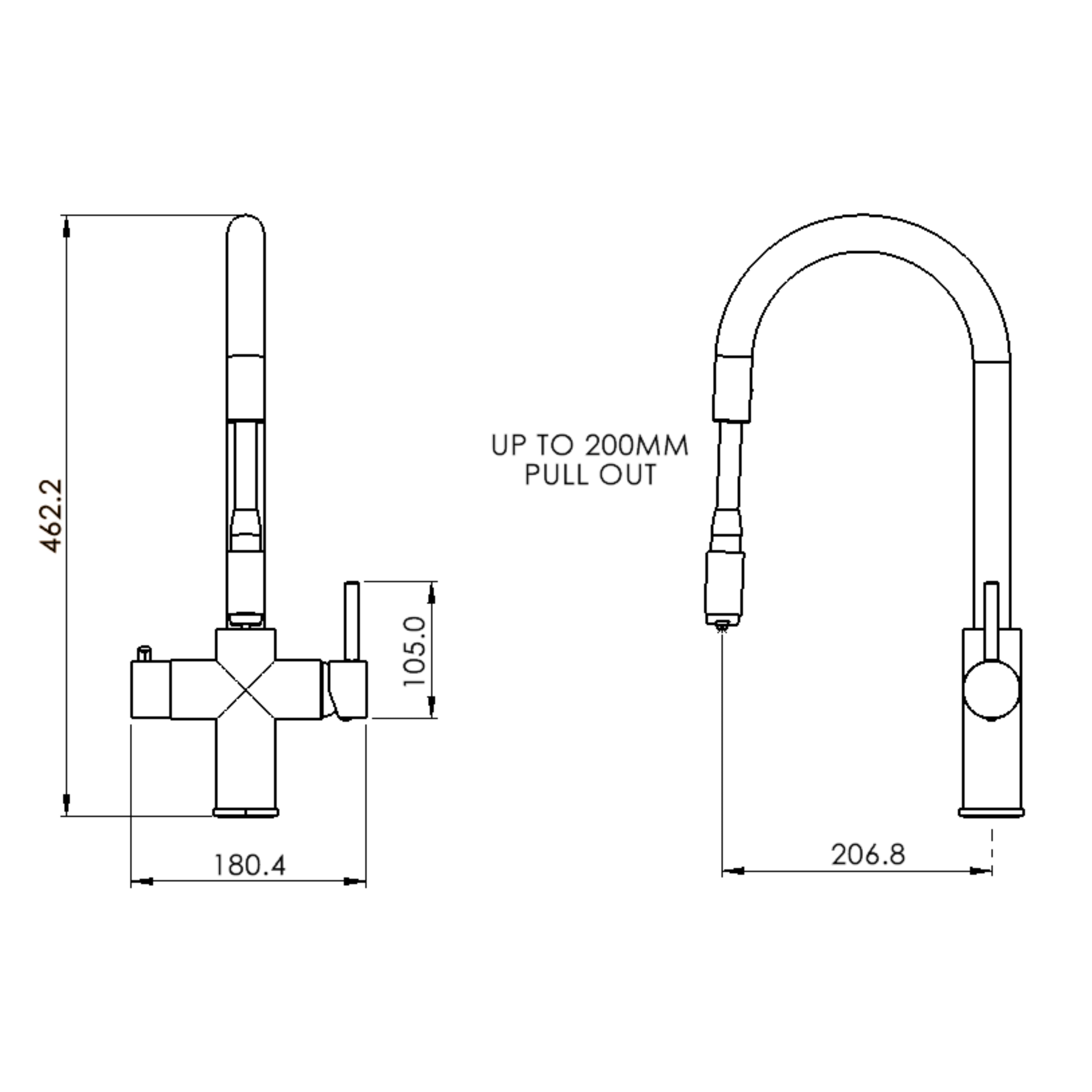 Verossi | Vento | 3 in 1 Instant Boiling | Swan Pull Out Spout | Chrome