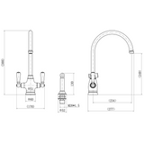 Verossi | Oswald| Traditional Dual Lever Kitchen tap | Brushed Brass