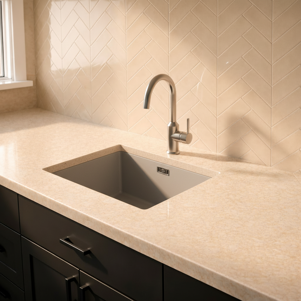 Verossi | 1.0 Bowl Comite Kitchen Sink | Inset or Undermounted | Chrome Strainer Waste Supplied | 440x440x211mm | Grey