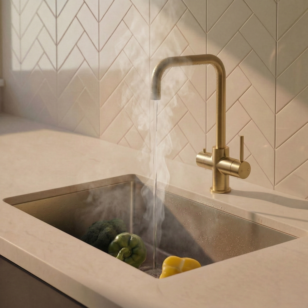 Verossi | Verani | 4 in 1 Instant Boiling & Filtered Cold Water Tap | Brushed Brass Finish