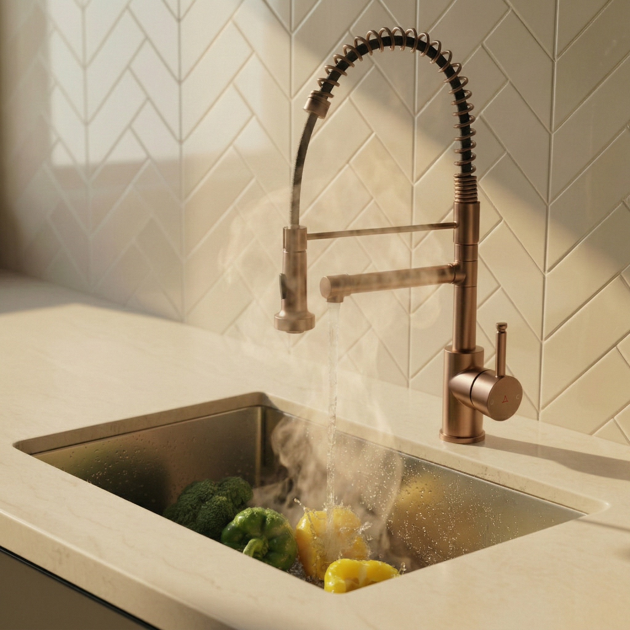 Verossi | Flex | Multiuse Style 3 in 1 Instant Boiling Tap with Flexi Spray  | Brushed Copper Finish