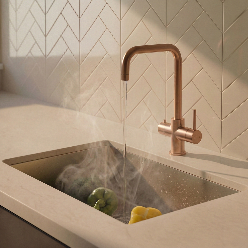 Verossi | Vanquish | 4 in 1 Instant Boiling Water & Chilled Water Pack | Brushed Copper