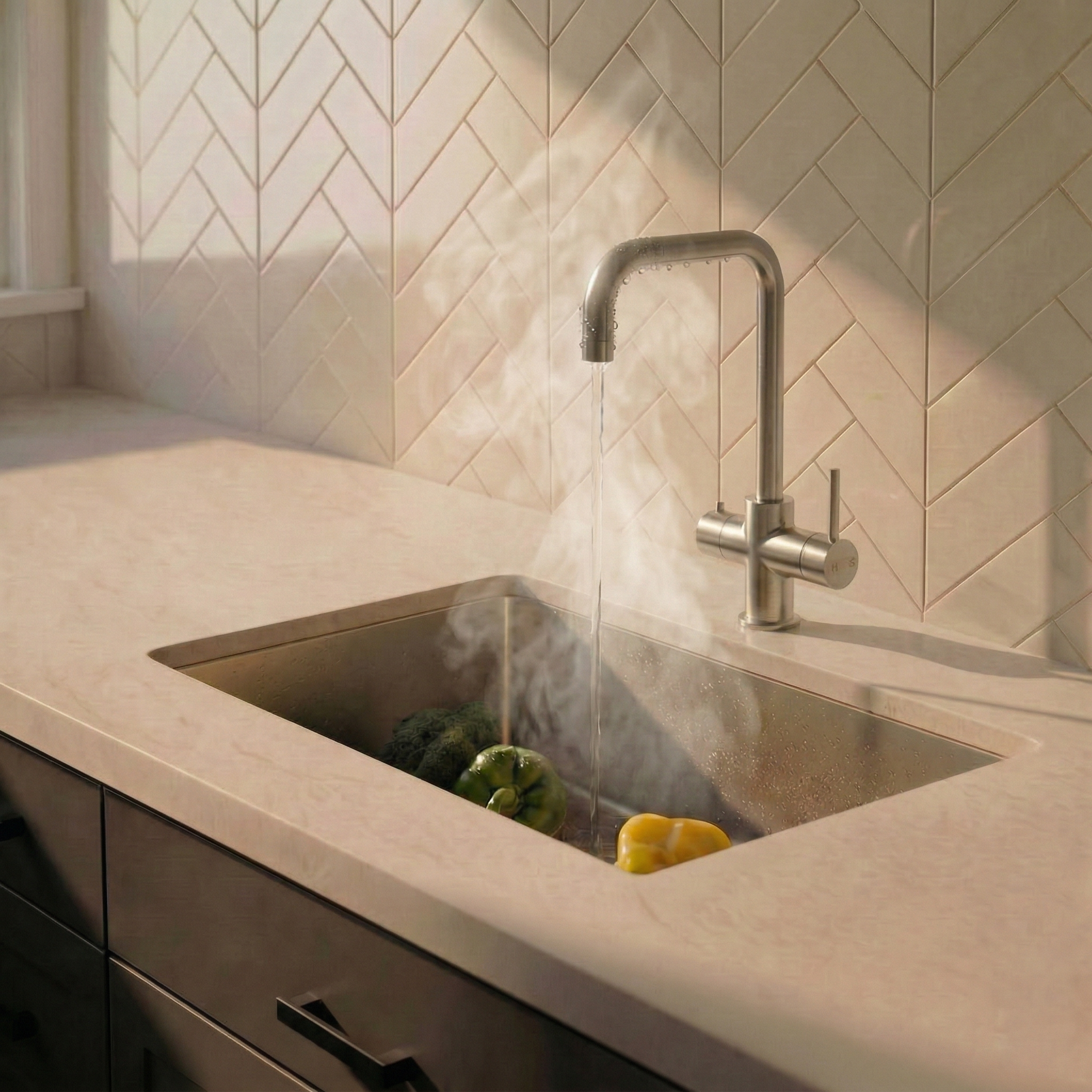 Verossi  | Verani | 4 in 1 Instant Boiling & Filtered Cold Water Tap | Brushed Steel Finish