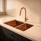 Verossi | 1.5 Bowl Kitchen Sink | Inset or Undermounted | Copper Strainer Wastes Supplied | 555x440x205 | Brushed Copper