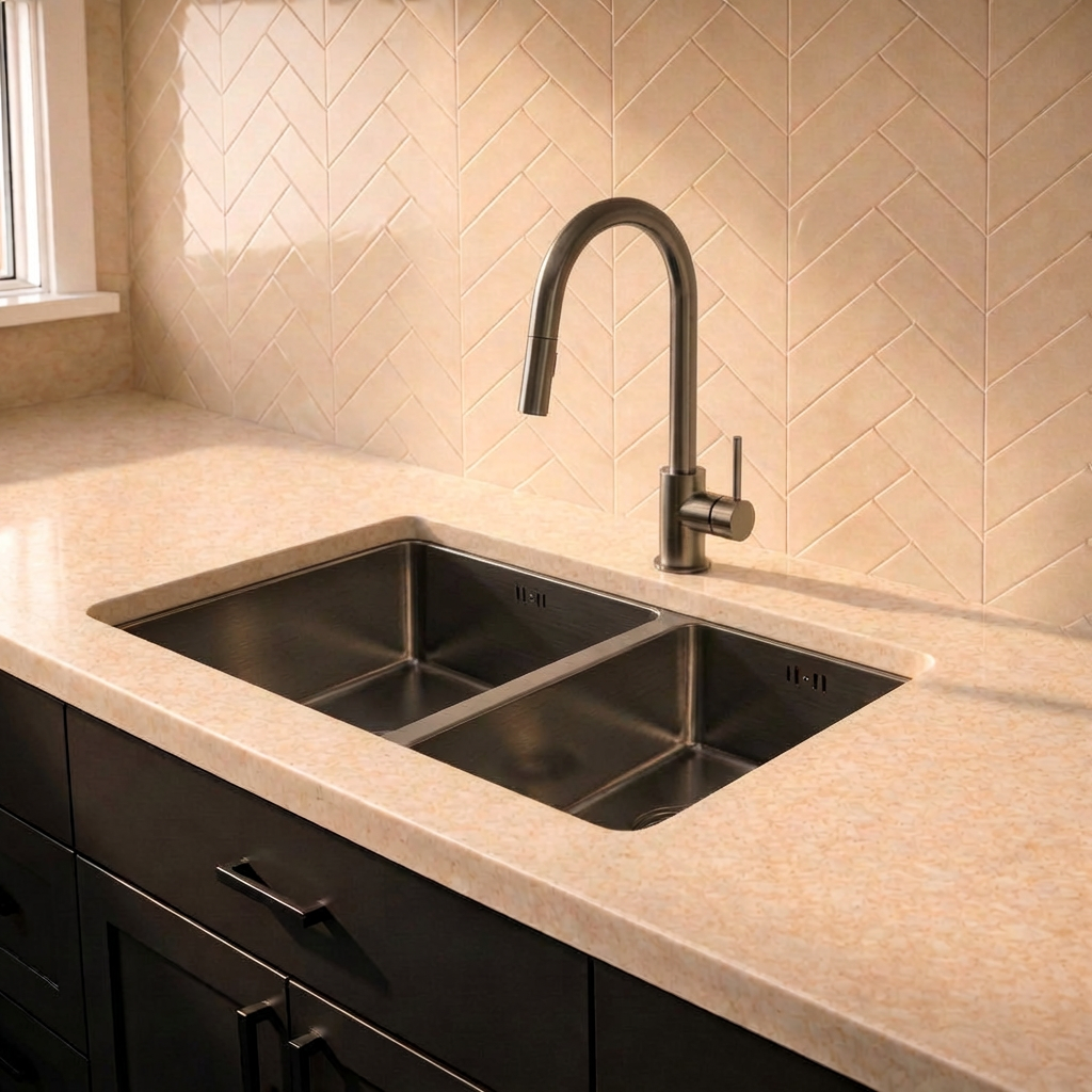 Verossi |  1.5 Bowl Kitchen Sink | Inset or Undermounted | Gun metal Strainer Wastes Supplied | 555x440x205 | Gun Metal