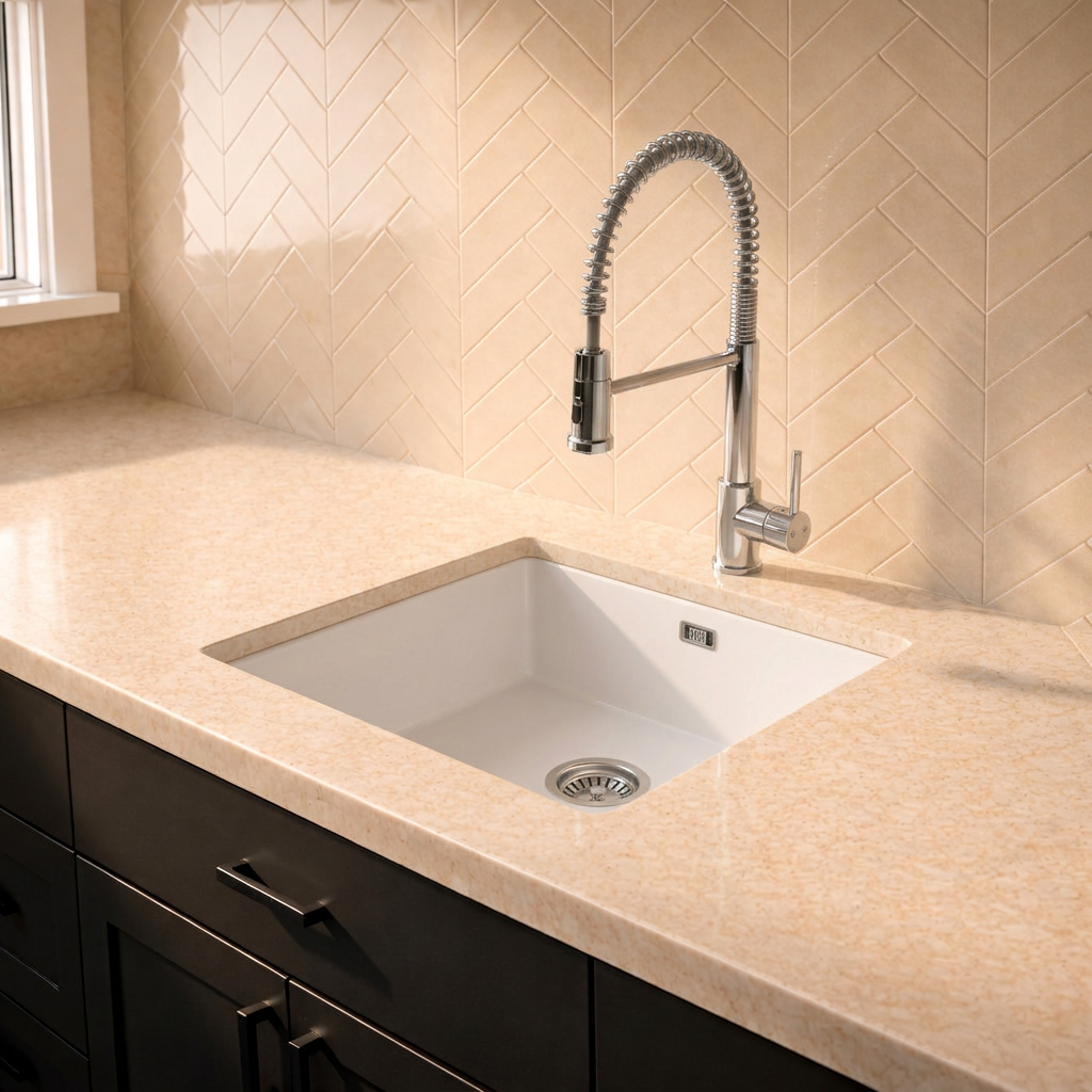 Verossi | 1.0 Bowl Comite Kitchen Sink | Inset or Undermounted | Chrome Strainer Waste Supplied | 440x440x211mm | Matt White