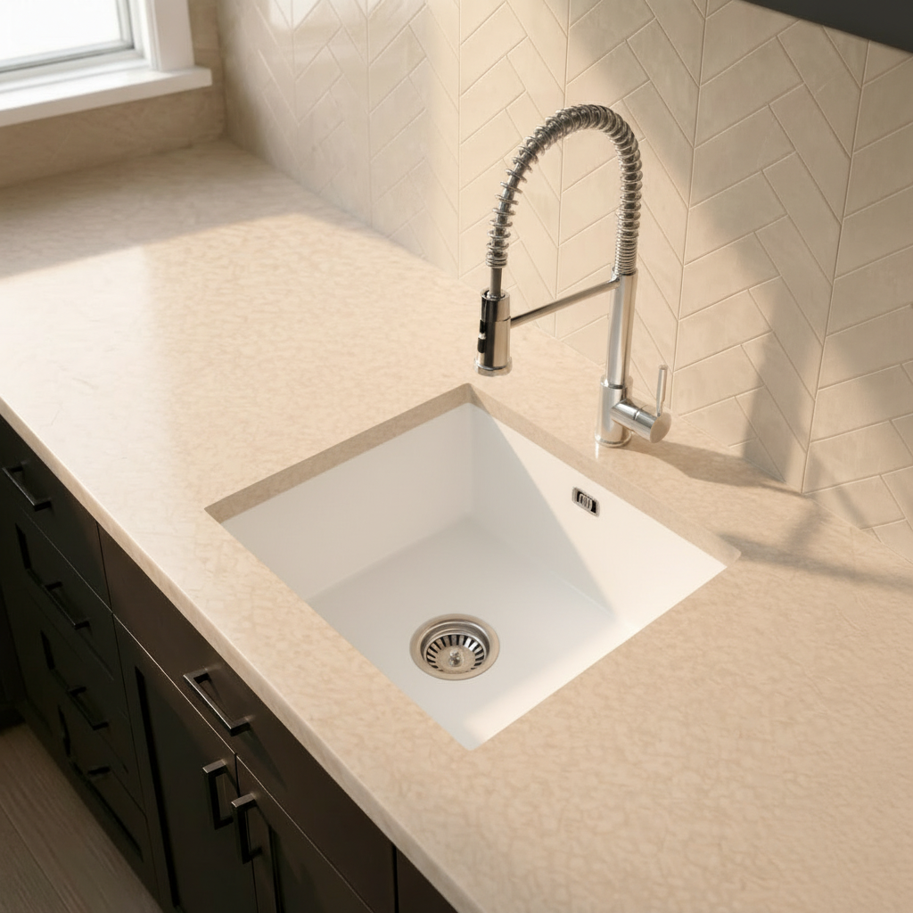 Verossi | 1.0 Bowl Comite Kitchen Sink | Inset or Undermounted | Chrome Strainer Waste Supplied | 440x440x211mm | Matt White