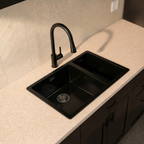 Verossi | 1.5 Bowl Comite Kitchen Sink | Inset or Undermounted | Chrome Strainer Wastes Supplied | 670x440x206mm | Gloss Black