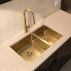 Verossi | 1.5 Bowl Kitchen Sink | Inset or Undermounted | Chrome Strainer Wastes Supplied | 555x440x205 | Brushed Brass