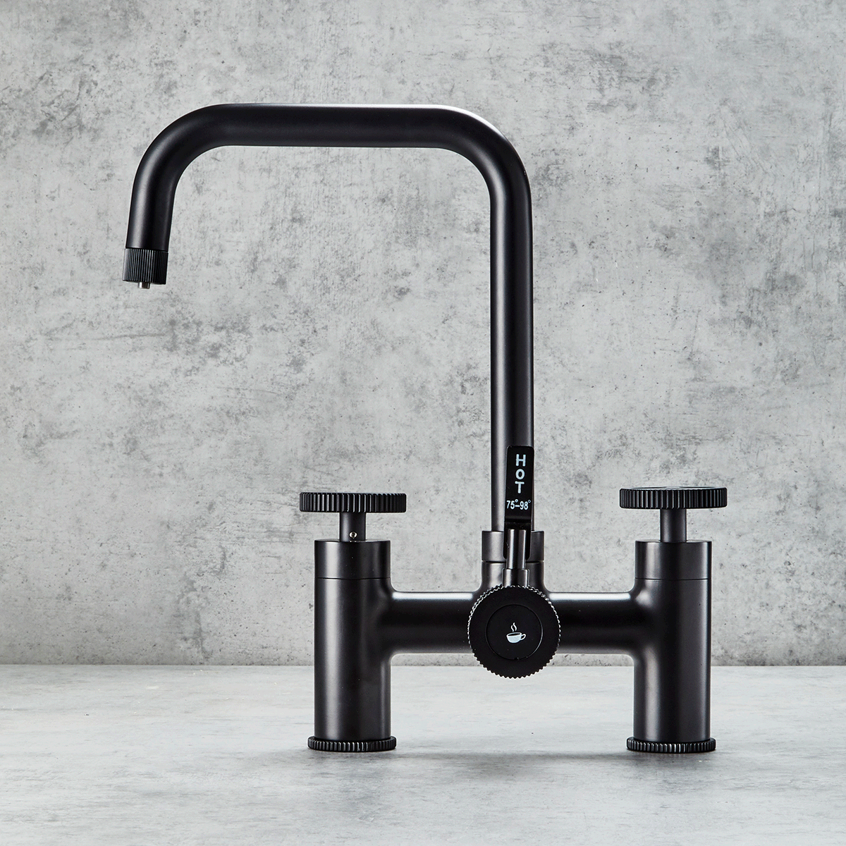 Verossi  | Vorisse | Industrial Bridge Style 3 in 1 Instant Boiling Tap | Matt Black Finish