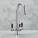 Verossi  | Vandisso | Traditional Cruciform Style 3 in 1 Instant Boiling Tap | Black Ceramic Levers | Polished Chrome Finish