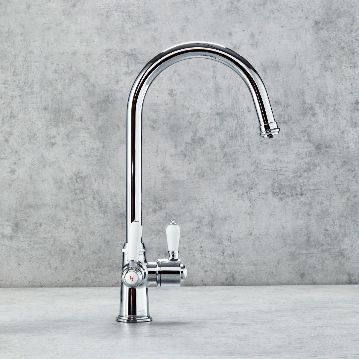 Verossi  | Vandisso | Traditional Cruciform Style 3 in 1 Instant Boiling Tap | White Ceramic Levers | Polished Chrome Finish