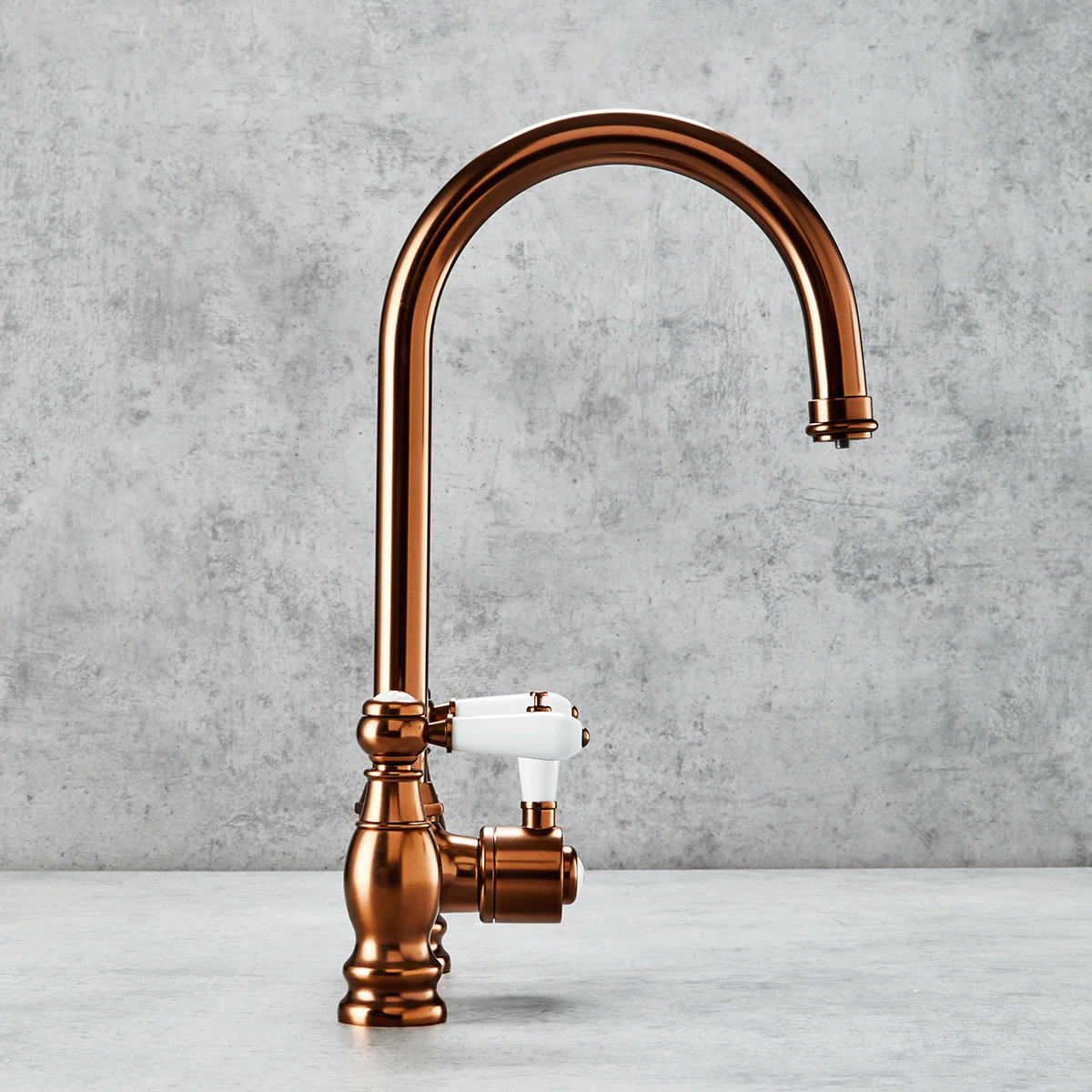 Verossi  | Venetian | Traditional Bridge Style 3 in 1 Instant Boiling Tap | White Ceramic Levers | Brushed Copper Finish