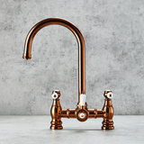 Verossi  | Venetian | Traditional Bridge Style 3 in 1 Instant Boiling Tap | White Ceramic Levers | Brushed Copper Finish