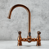 Verossi  | Venetian | Traditional Bridge Style 3 in 1 Instant Boiling Tap | Black Ceramic Levers | Brushed Copper Finish