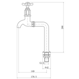 Verossi |Alton | Crosshead Traditinal Bib Tap| Polished Brass