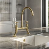 Verossi |Alton | Crosshead Trad Bridge Mixer Tap| Brushed Brass