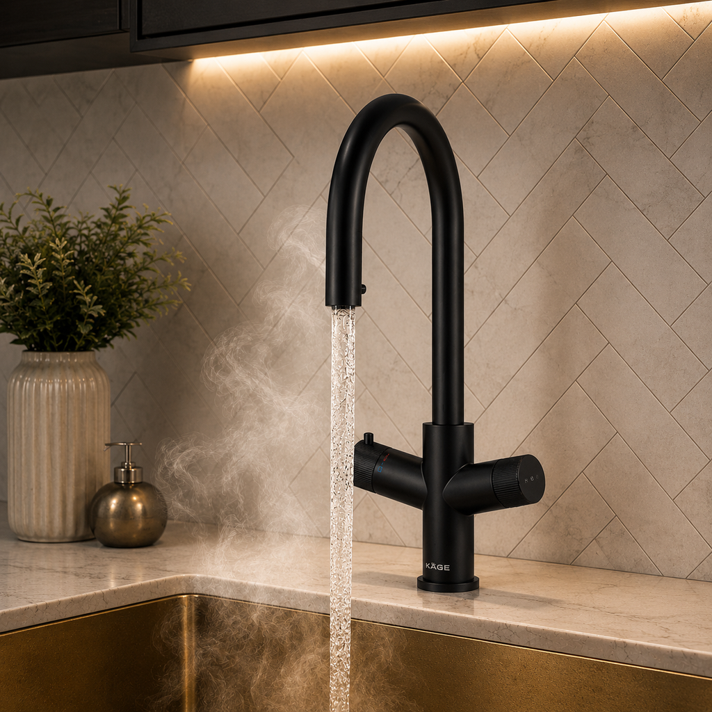 Verossi | Valora | 4 in 1 Instant Boiling & Filtered Cold Water Tap | Swan Spout | Matt Black