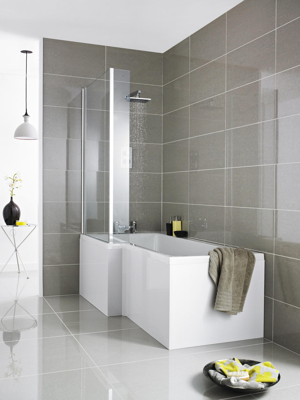 Nuie 1600mm L-Shaped Acrylic Shower Bath Front Panel