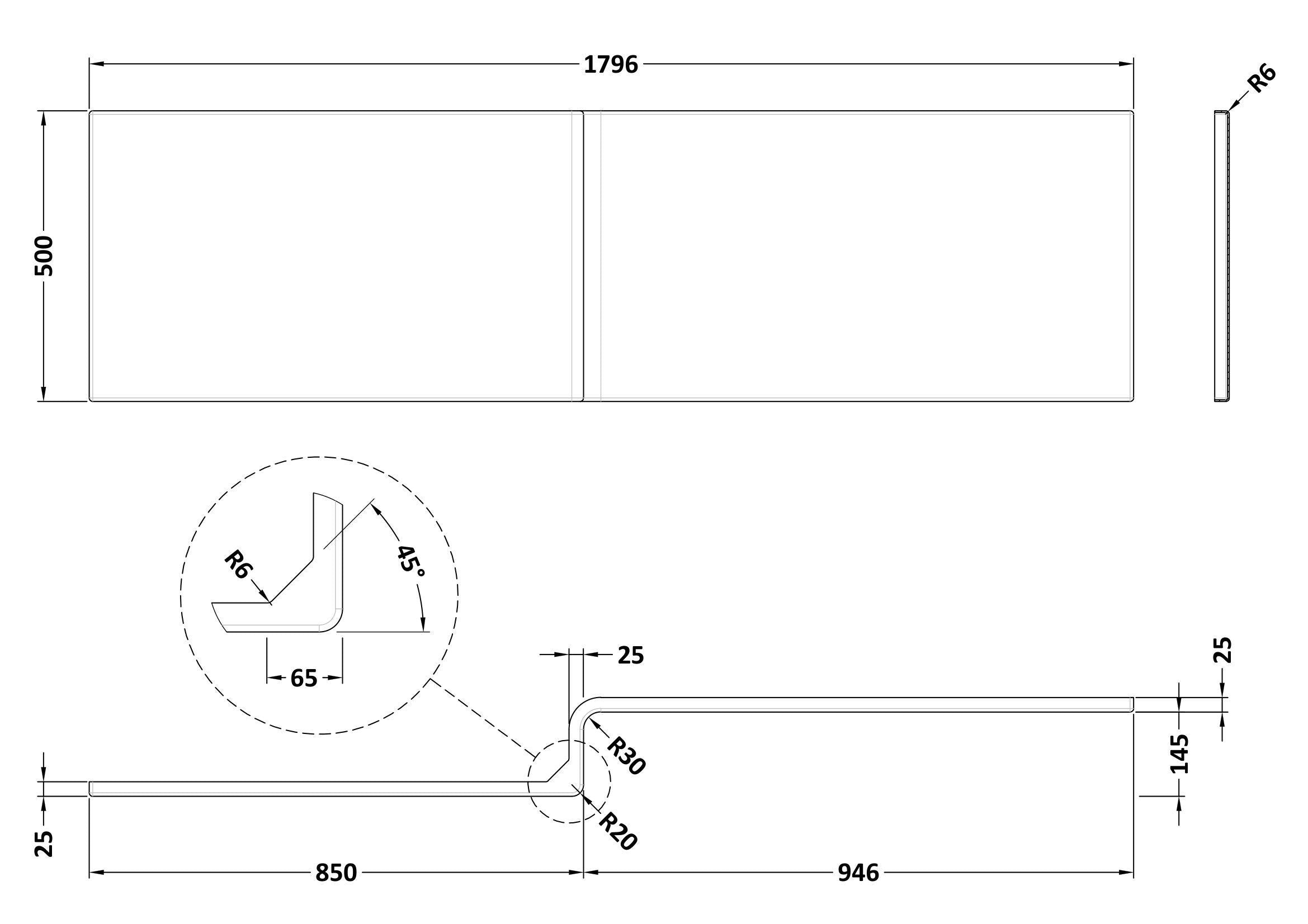 Nuie 1800mm Acrylic Shower Bath Front Panel