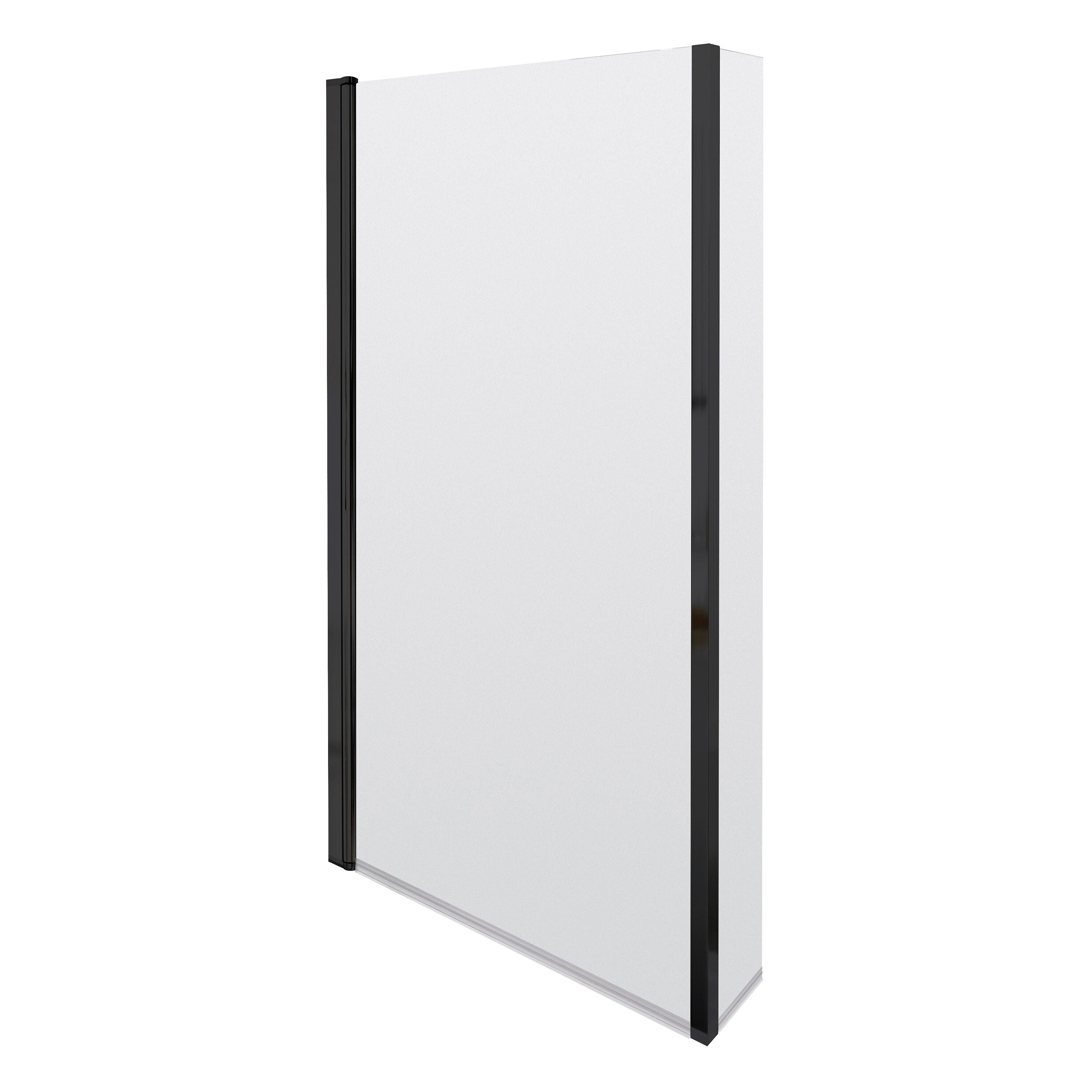 Nuie 795mm Semi-Frameless Matt Black Bath Screen