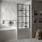 Nuie 795mm Framed Matt Black Bath Screen