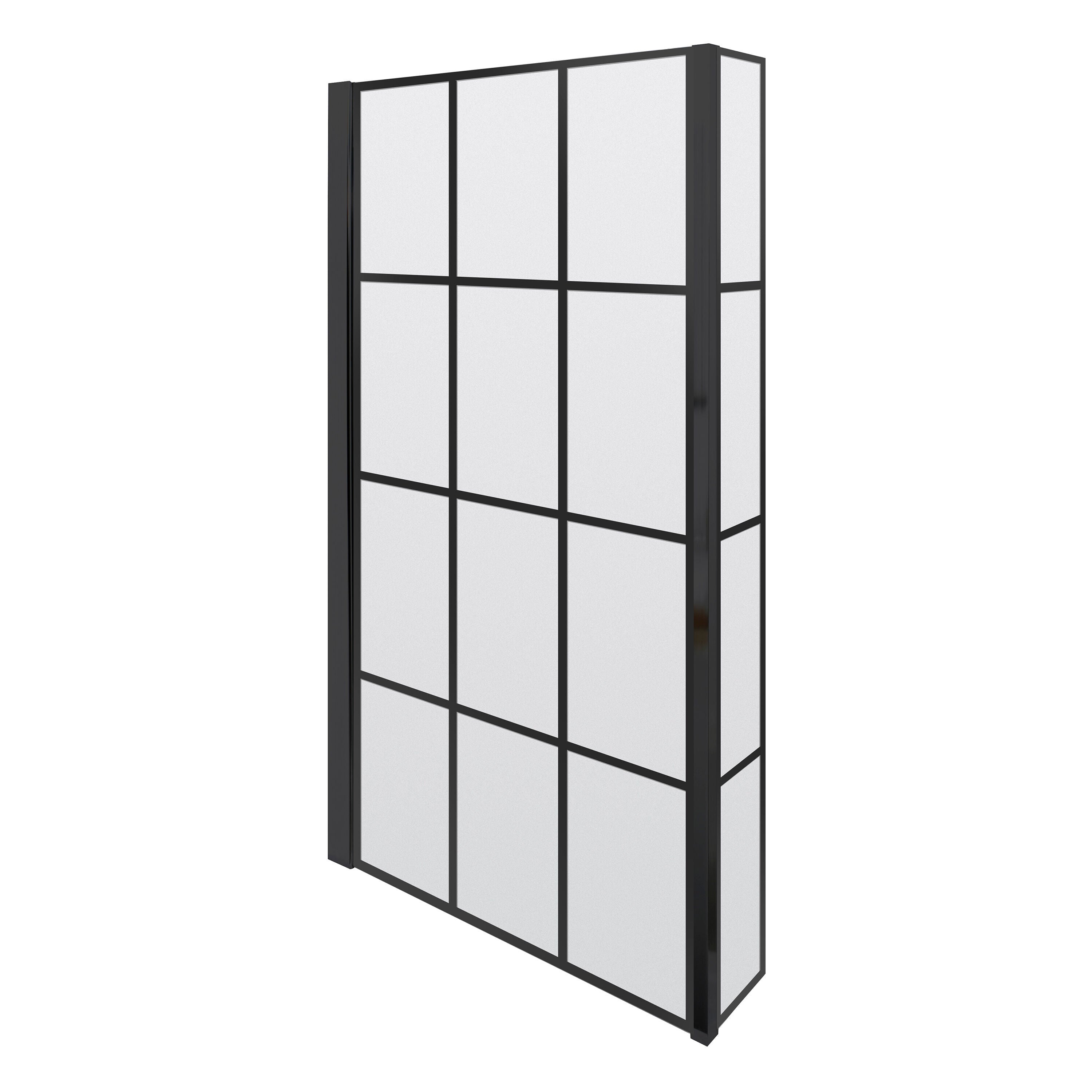 Nuie 795mm Framed Matt Black Bath Screen