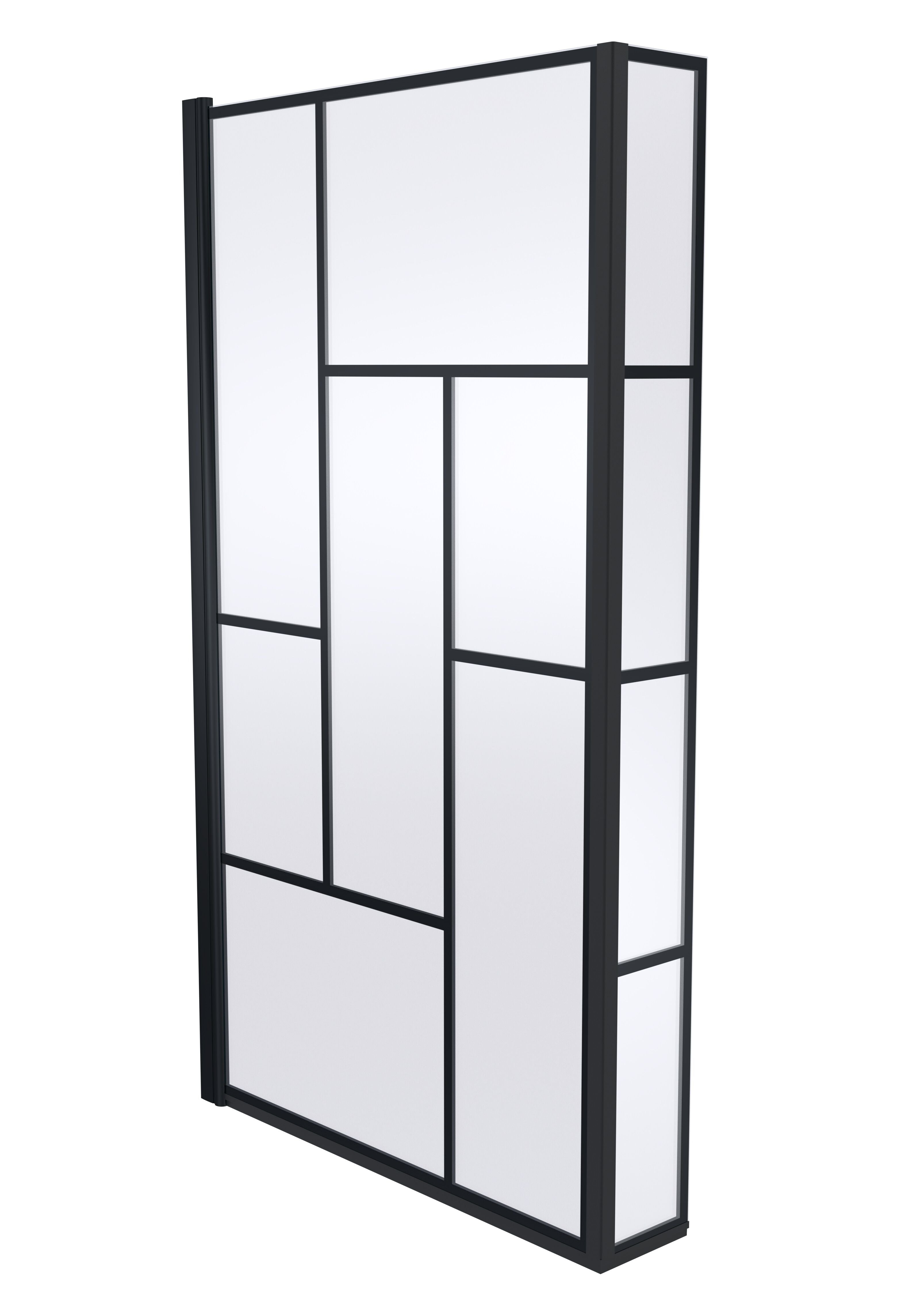 Nuie 795mm Semi-Frameless Matt Black Bath Screen