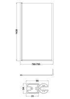 Nuie 795mm Semi-Frameless Chrome L-Shaped Hinged Bath Screen