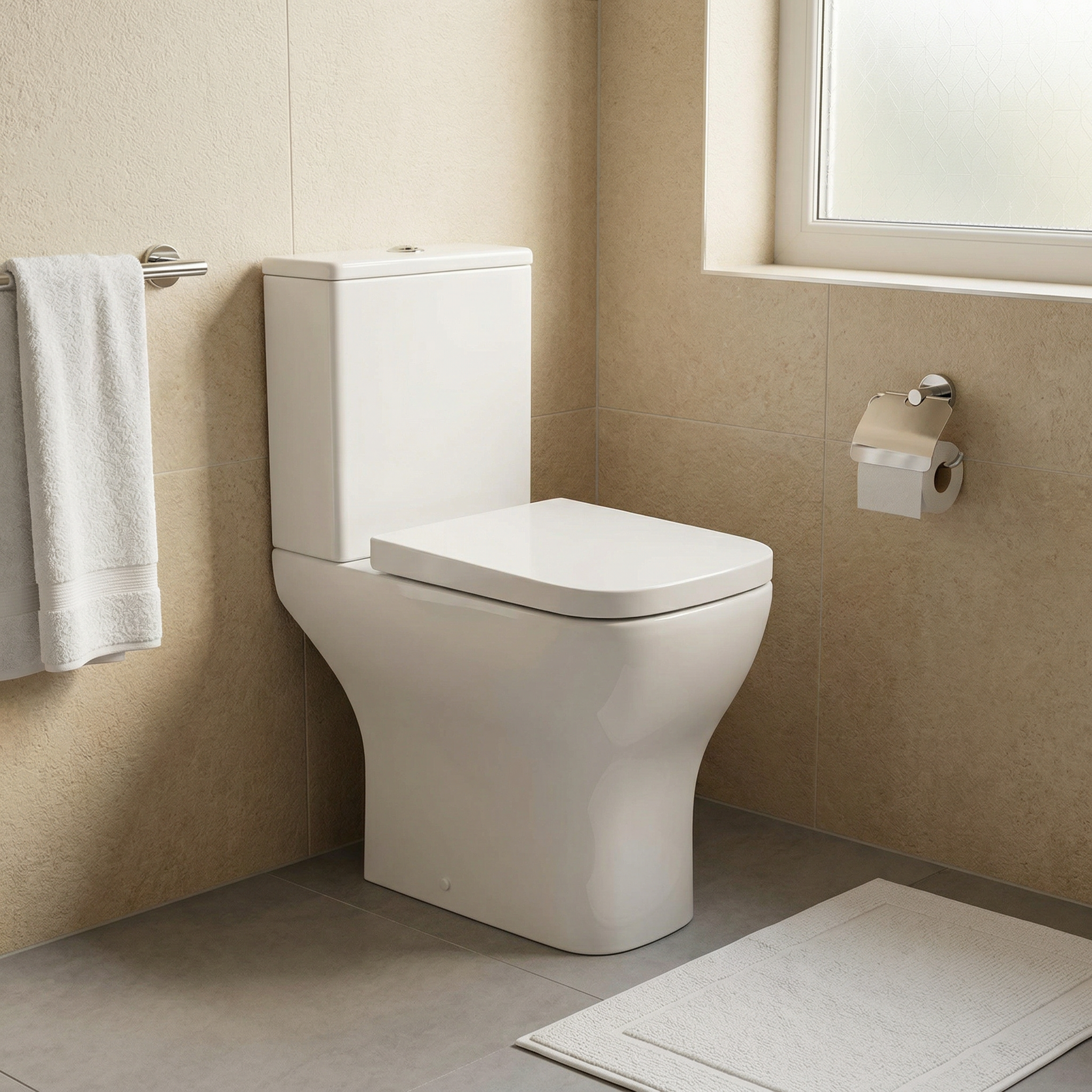 Ava Comfort Height Rimless Toilet Pan, Cistern & Seat