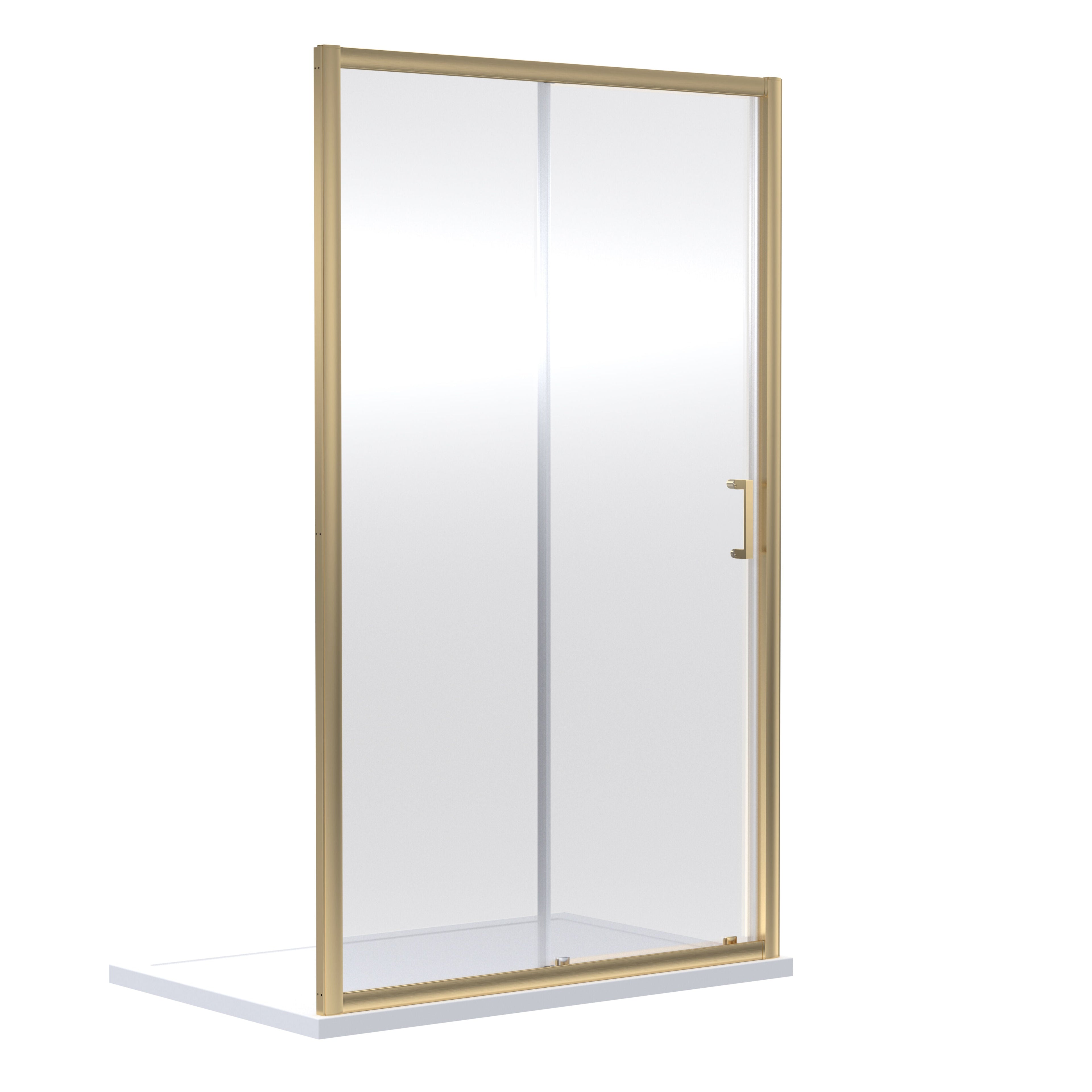 Nuie Rene 1090mm Framed Brushed Brass Sliding Shower Door