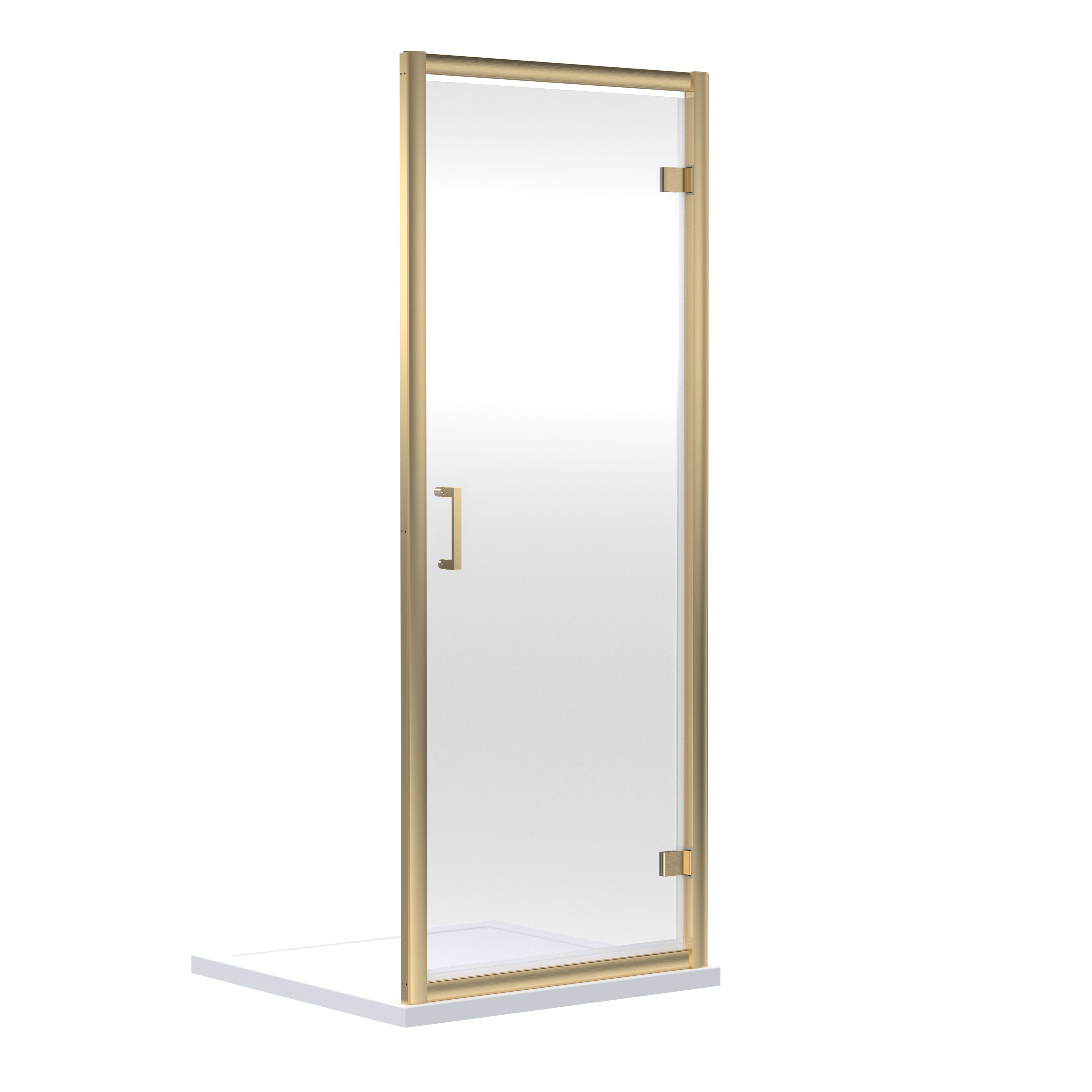 Nuie Rene 750mm Semi-Frameless Brushed Brass Hinged Shower Door