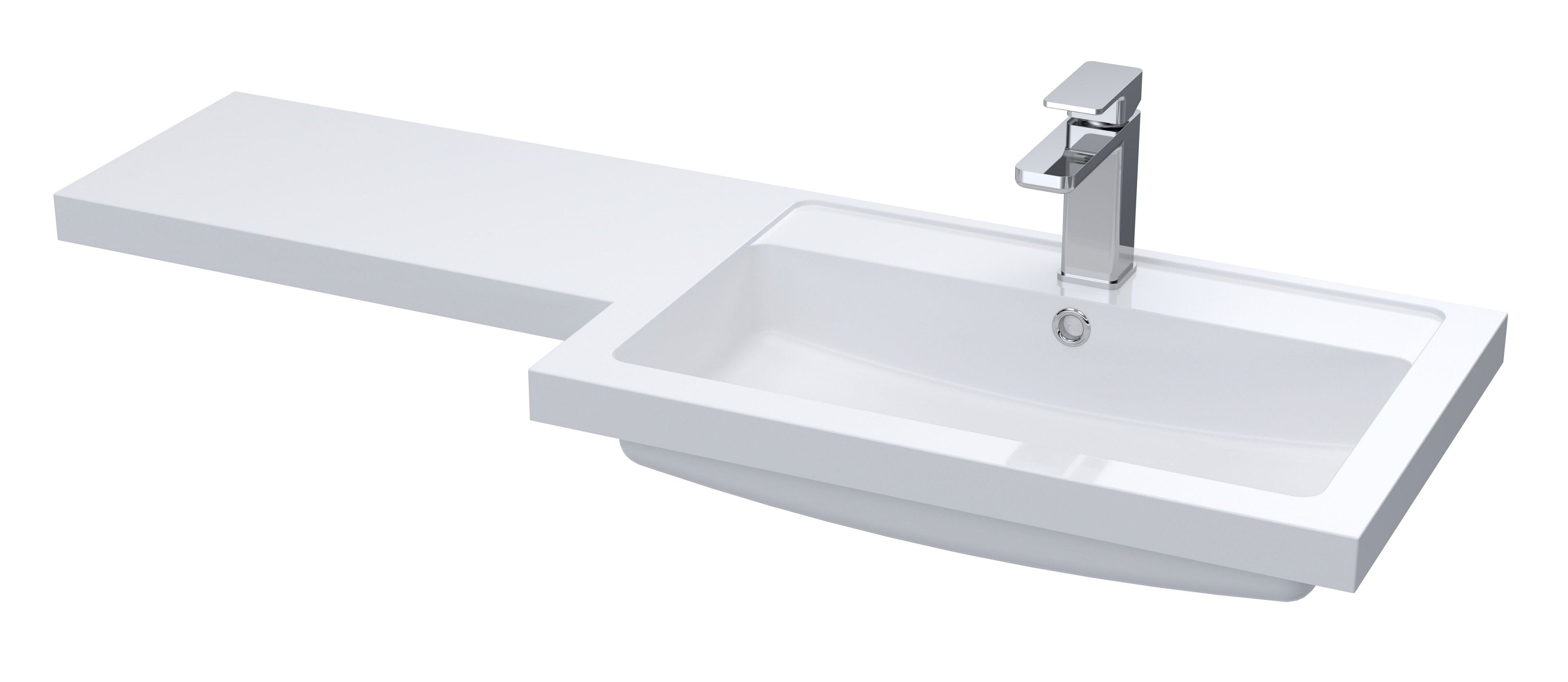 1100x390 L Shaped Polymarble Basin - Right Hand