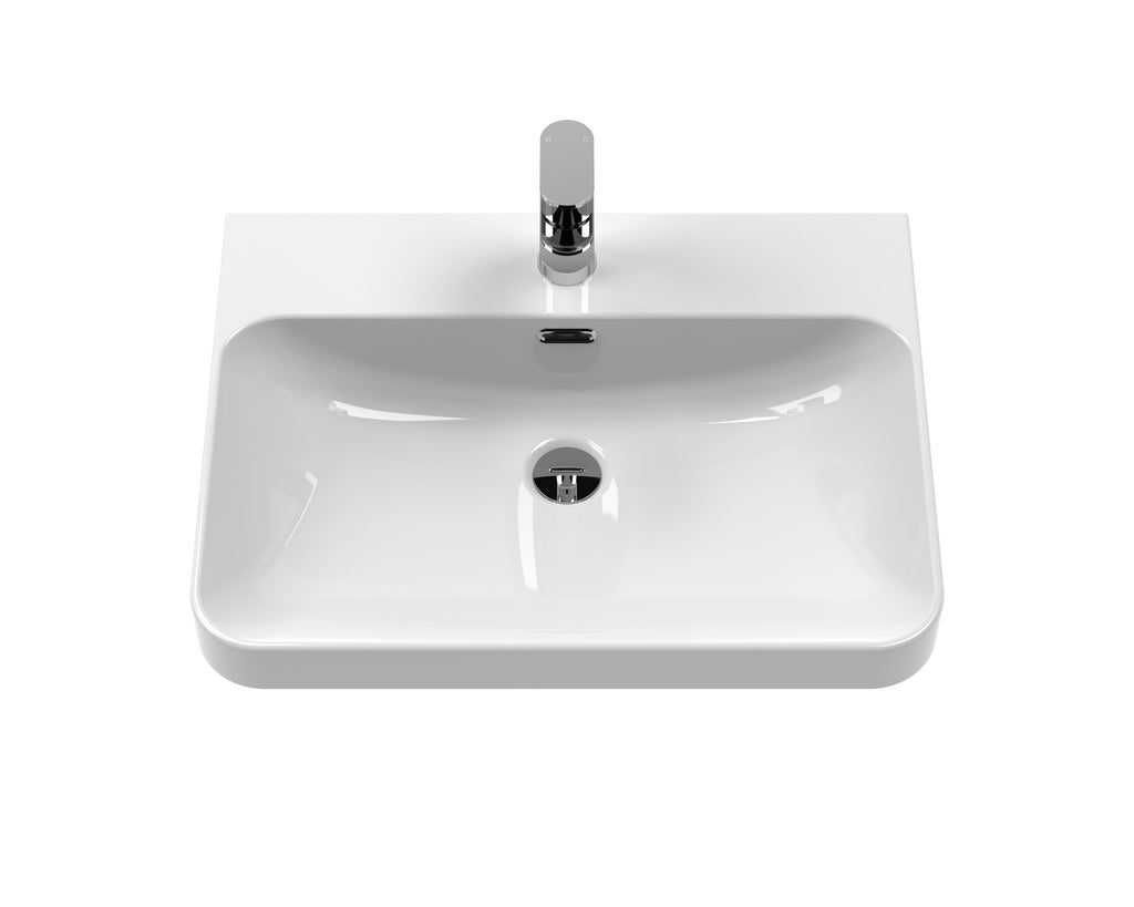 600 x 460 Curved  Tap Holein-Edged Basin - 1 Tap Hole
