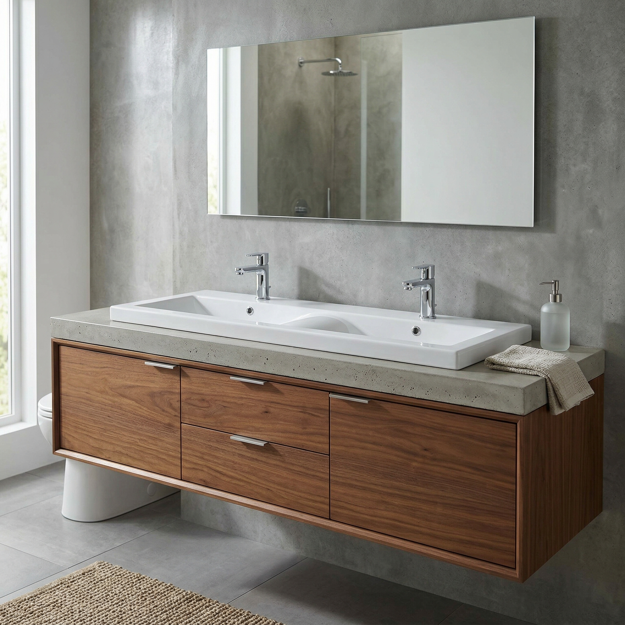 1200mm Double Ceramic Mid-Edge Basin