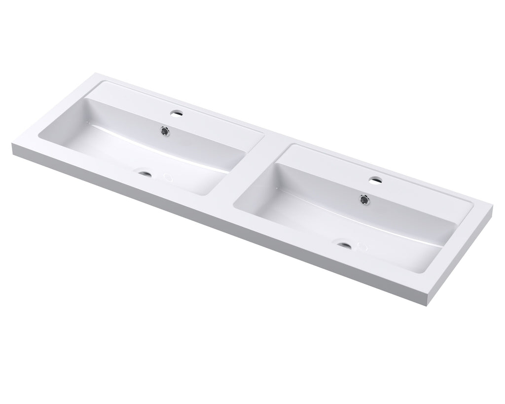 1200mm Double Polymarble Mid-Edge Basin