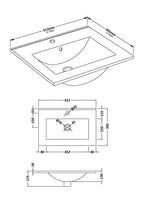 Furniture Minimalist Slimline Ceramic Basin 1 Tap Hole 600mm