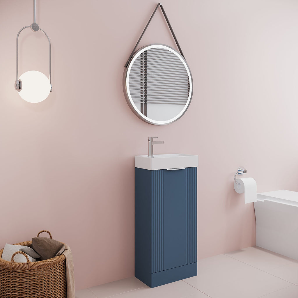 Deco Compact Floor Standing 1 Door Vanity Basin Unit & Ceramic Basin, 400mm